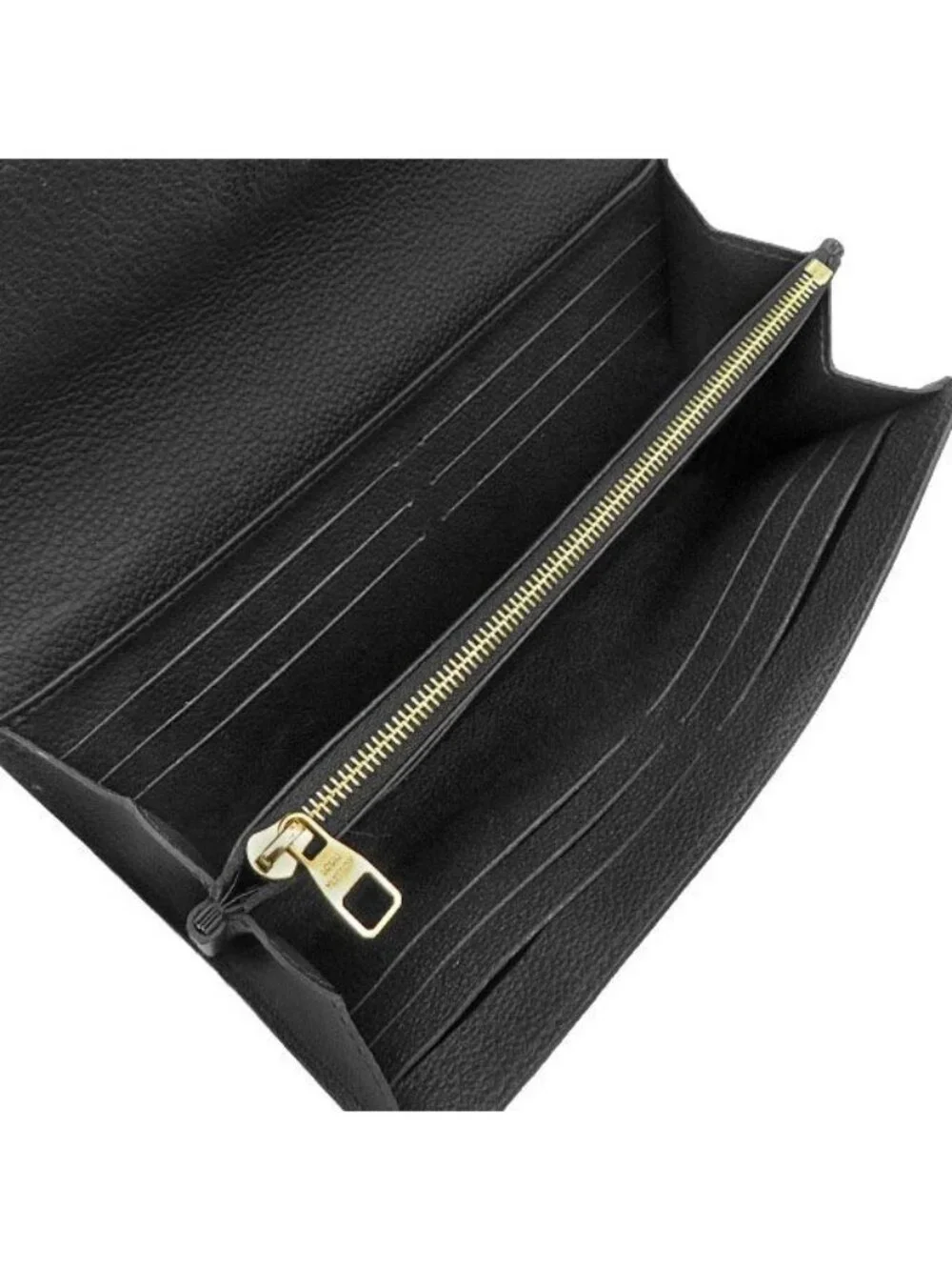 Louis Vuitton Wallet Portefeuille Sarah Monogram Empreinte Black Beige Gold